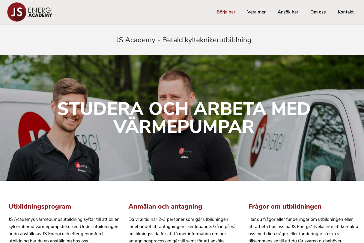 Nu lanserar vi på JS Energi vår utbildningssatsning JS Academy